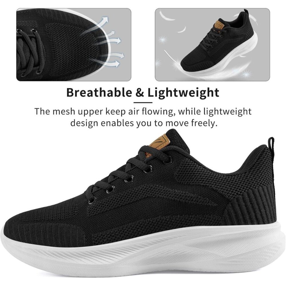 Women Sneakers Walking Comfortable Breathable Tennis Shoes Athletic Sports Black - Picture 3 of 7